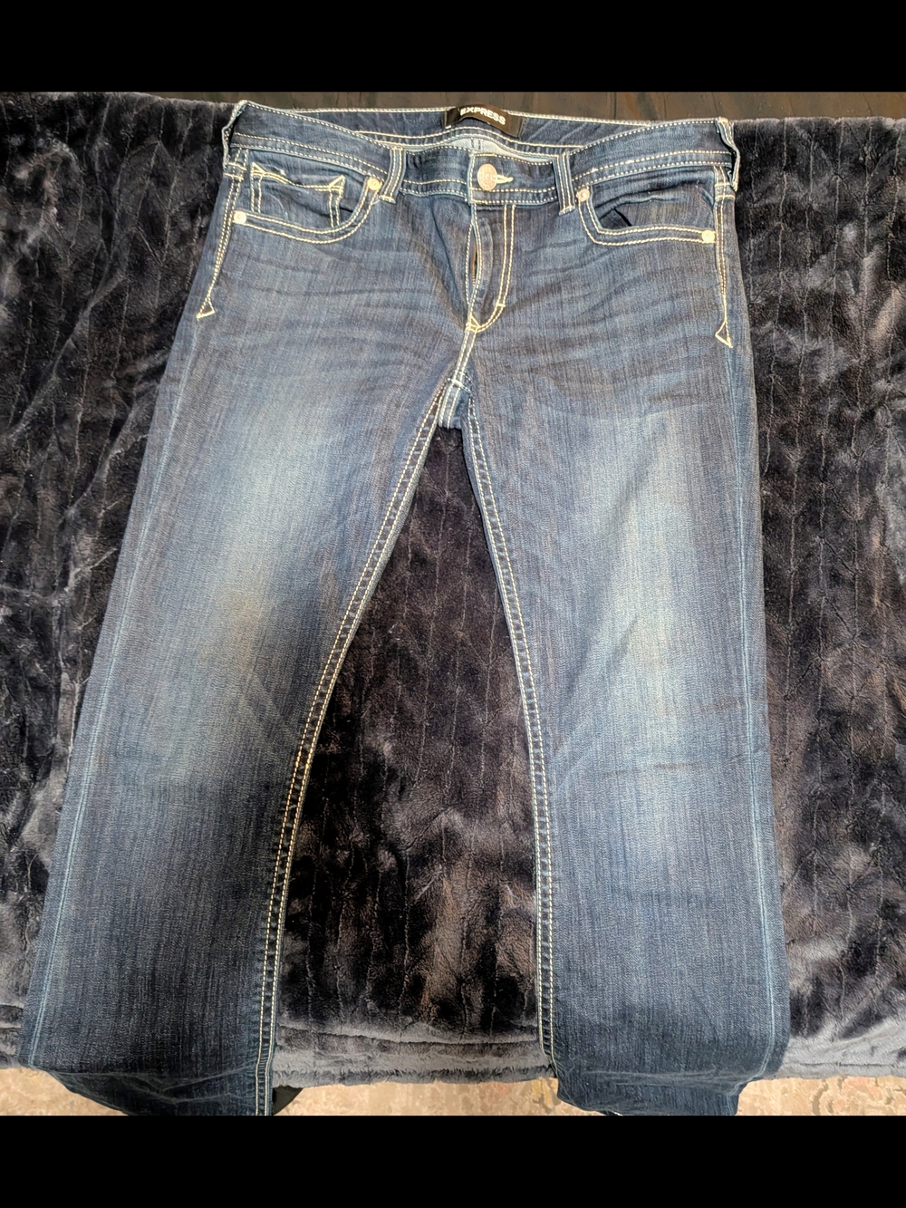 Express Women's Dark Blue Barely Bootcut Jeans